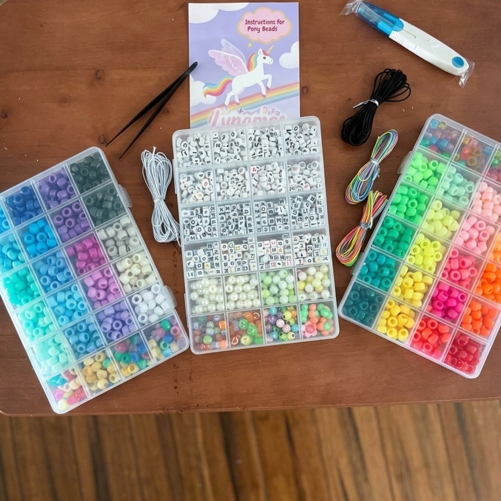 Unicorn Pony Bead Craft Kit - Multicolor Kids Jewelry Making Set